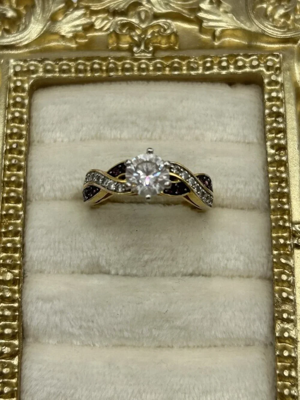 Danbury Mint Ring Purple Gold Tone Size 7 Personalize Name Anna Birthstone Gift - Picture 2 of 14